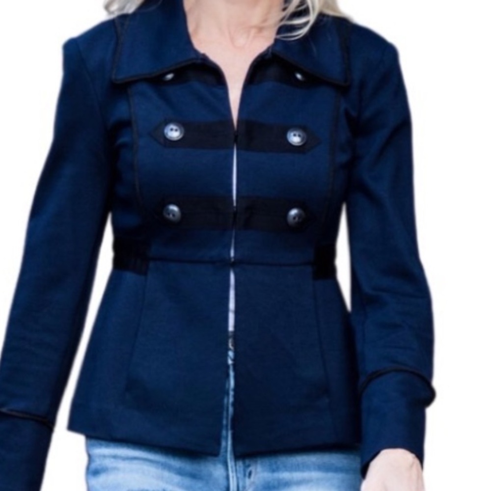 Cabi Navy In the Band Jacket Military Style